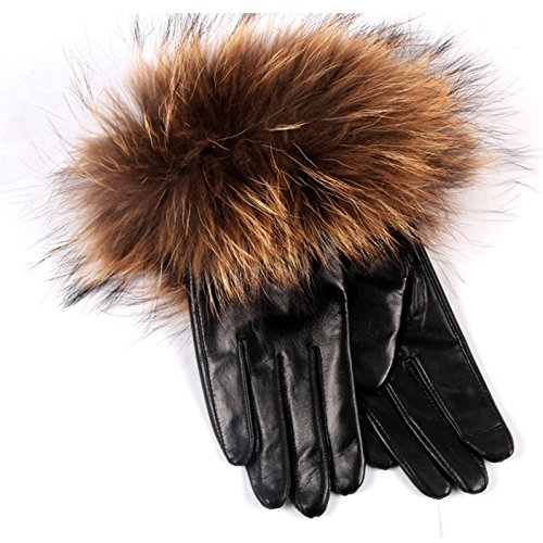 Product Cover Cheapcotton Women's Genuine Soft Nappa Leather Gift Gloves with 100% Fox Fur Cuff