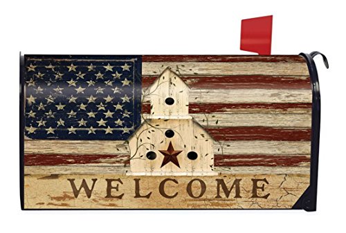 Product Cover Briarwood Lane Americana Welcome Primitive Mailbox Cover Patriotic Birdhouse