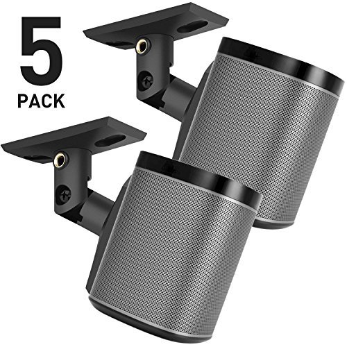 Product Cover PERLESMITH Speaker Mounts - Universal Satellite Speaker Wall Brackets, 5 Pack - Adjustable Tilt and Swivel for Large Surround Sound Speakers - for Walls and Ceilings - Holds up to 8lbs