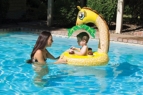Product Cover Poolmaster 81543 Learn-to-Swim Swimming Pool Float Baby Rider with Sun Protection, Giraffe