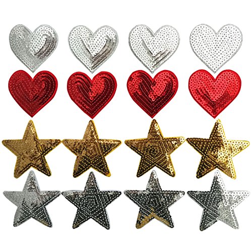 Product Cover Yazon 20Pcs Iron On Embroidered Applique Sequin Patches for Clips Jeans Clothing