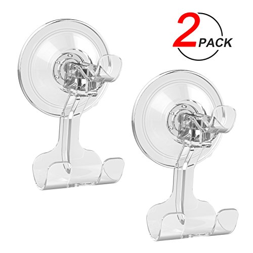 Product Cover Suction Cup Hook LUXEAR Removable Hook Razor Holder for Shower Suction Hooks for Bathroom Livingroom Kitchen,Towel Hooks No Scratch Waterproof Oilproof Kitchen Wall Hanger (2 pcs Transparent)
