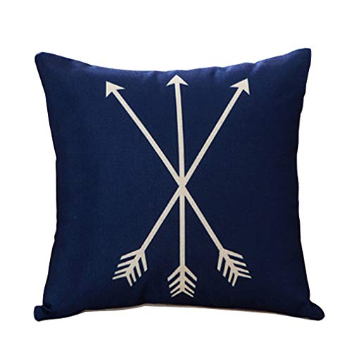 Product Cover NAVIBULE Blue Arrows Accent Throw Pillow Cotton Linen Navy Farmhouse Decorative Throw Pillow Cover for Home Bed 18x18 Inches