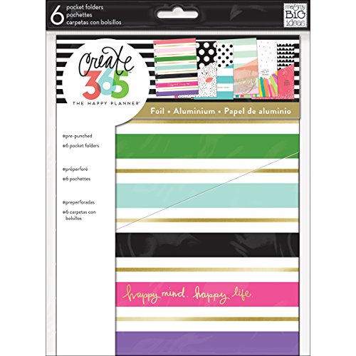 Product Cover me & my BIG ideas Pocket Folders - The Happy Planner Scrapbooking Supplies - Multi-Color - 6 Pre-Punched - Extra Planner Storage - Keep Receipts, Bills, Invitations, Stamps, Photos - Classic Size