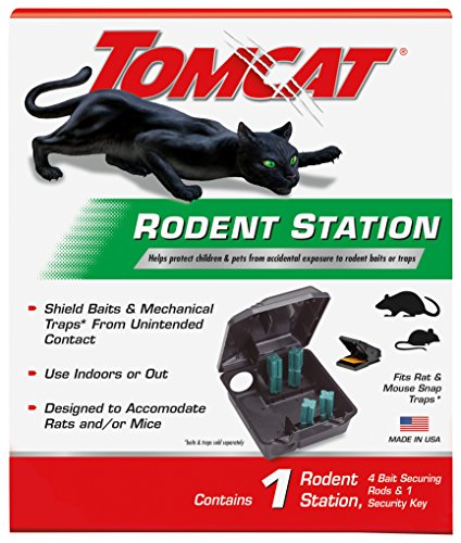 Product Cover Tomcat Rodent Station, Includes 1 Rodent Station with 4 Bait Securing Rods and 1 Security Key - Fits Rat or Mouse Sized Traps (Baits & Traps Sold Separately) - Use Indoors or Outdoors