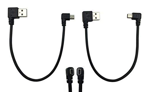 Product Cover CERRXIAN 9Inch Mini USB Cable Combo Mini USB Right Angle Left Angle Male to USB Type A 2.0 Right Angle Male Data Sync and Charge Cable (2-Pack) R