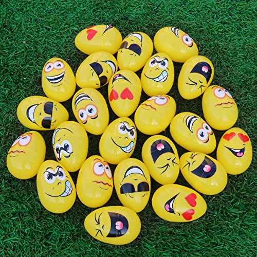 Product Cover Emoji Easter Eggs for Kids, Easter Basket Stuffers Fillers Egg Containers for Easter Party Favors, Filling Treats, Easter Eggs Hunt, Easter Gifts, Classroom Prize Supplies, 24 Pieces