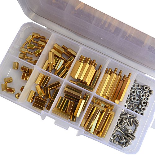 Product Cover M2.5 Hex Male Female Brass Standoff Stud Board Pillar Threaded Mounting PCB Motherboard Hexagon Spacer Bolt Screw Nut Sae Assortmen Kit Set 160Pcs