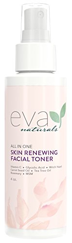 Product Cover Eva Naturals All-In-One Skin Renewing Facial Toner (4 ounce) - Face Moisturizer and Natural Skin Cleanser Brightens, Restores and Helps Fight Acne - with Vitamin C, Lavender and Bee Propolis