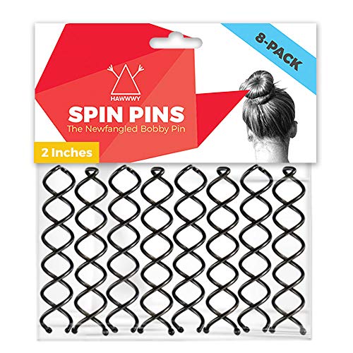 Product Cover Hawwwy Spiral Bobby Pins 8 Pack Spin Pins, Easy & Fast Bun Maker Twist Hair Pins for Women Kids, Updo Hair Accessories, Messy Bun Tool, Perfect Small Bun Bobbypins Bobbie Fashion (Black 2 Inches)