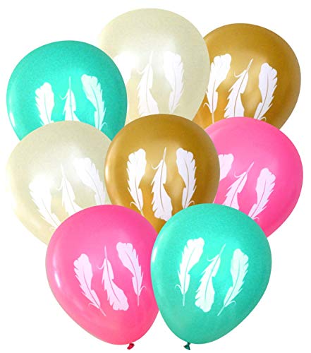 Product Cover Feather Balloons (16 pcs) | Tribal | by Nerdy Words (Pink, Ivory, Gold, Aqua)
