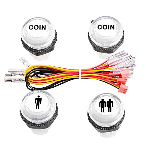 Product Cover Easyget 4 Pcs/Lot 5V LED Illuminated Push Button 1P / 2P Player Start Buttons / 2X Coin Buttons for MAME / Jamma / Fighting Games / Arcade Video Games