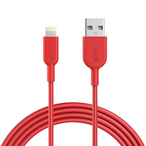 Product Cover Anker Powerline II Lightning Cable (6ft), Probably The World's Most Durable Cable, MFi Certified for iPhone 11/11 Pro / 11 Pro Max/XS/XS Max/XR/X / 8/8 Plus (Red)