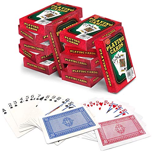 Product Cover Kicko 12-Decks Playing Cards - Blue and Red, Red Printed Box Individual Packing For Party Favors, Christmas Gifts, Boys, Girls and Adults Texas, Blackjack and More