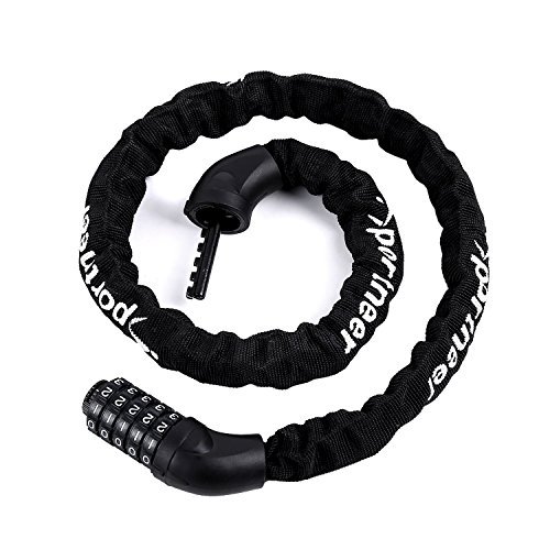 Product Cover Bike Lock, 7mm-Thick 3.2ft-Long 5-Digit Resettable Combination Bicycle Lock, Heavy Duty Anti-Theft Bike Chain Locks for Road Bike Mountain Bikes Cycling Accessories