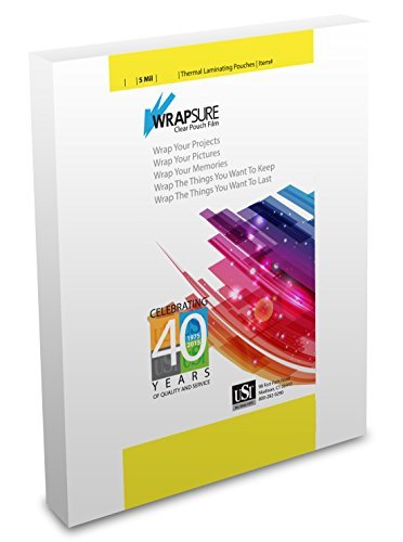 Product Cover USI WrapSure Thermal Laminating Pouches, Legal Size, 5 Mil, 9 x 14.50 Inches, Clear, Gloss Finish, 100-Pack