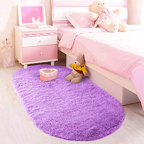 Product Cover LOCHAS Ultra Soft Children Rugs Room Mat Modern Shaggy Area Rugs Home Decor 2.6' X 5.3', Purple