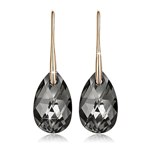 Product Cover Earrings Silver Night Teardrop Dangle Earrings for Women With Crystals from Swarovski Gifts for Women Jewelry Box Packing Christmas gifts for Women Gifts for Mom Grandma Teacher
