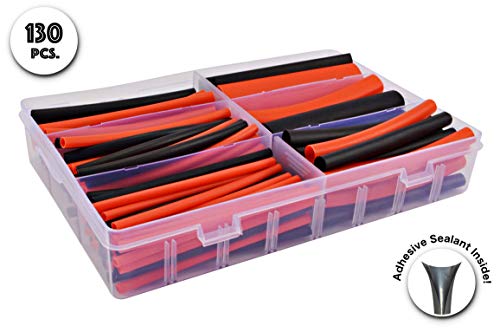 Product Cover 130 PC. Dual Wall Adhesive Marine Heat Shrink Kit - 3:1 Shrink Ratio - Black and Red