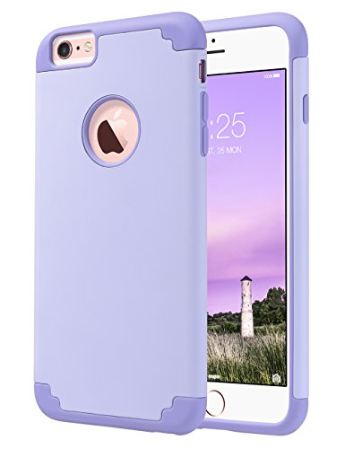 Product Cover iPhone 6 Case, iPhone 6S Case, ULAK Slim Dual Layer Protective Case Fit for Apple iPhone 6 (2014) / 6S 4.7 inch (2015) Hybrid Hard Back Cover and Soft Silicone-Lavender/Purple