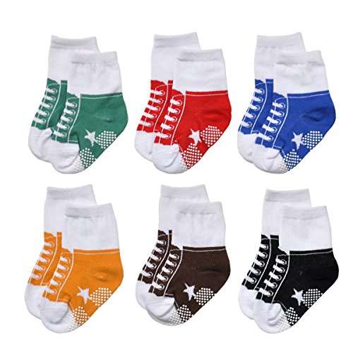 Product Cover Epeius Unisex Baby Girls Boys Non-Slip Socks Like Shoes 15-36 Months (Set of 6)