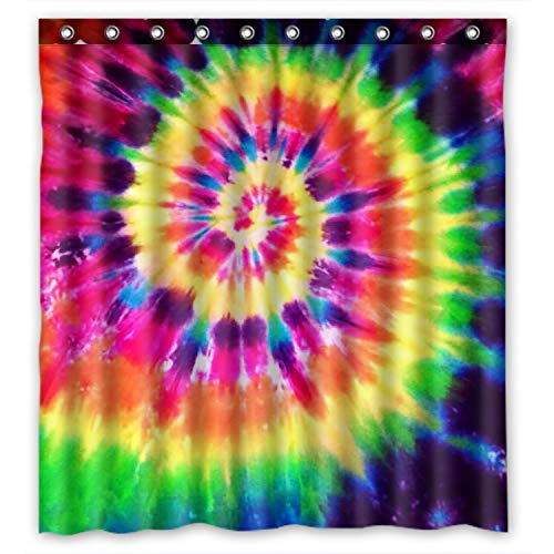 Product Cover Custom Tie Dye Rainbow Spirals Fractal Bathroom Shower Curtains 100% Polyestey 66 X 72 inch