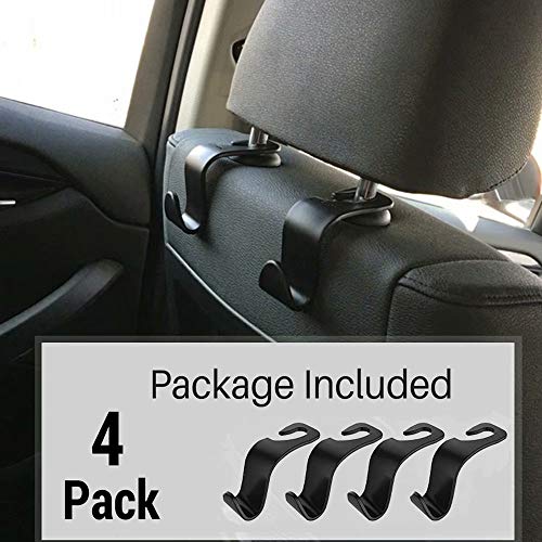Product Cover IPELY Car Seat Back Hook Auto Seat Headrest Portable Organizer Holder Hooks(Black -Set of 4)