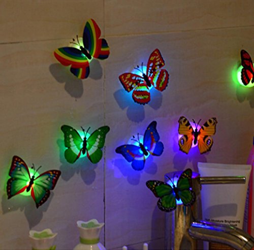 Product Cover Night Light,Tuscom@ 10 Pcs LED Butterfly Wall Stickers Lights Wall Stickers 3D House Decoration