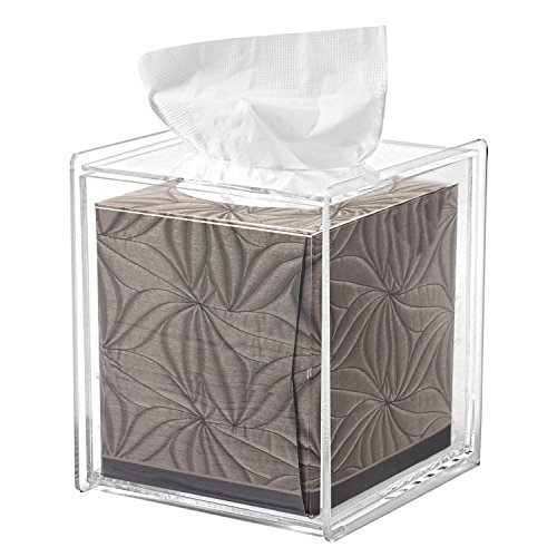 Product Cover MyGift Square Clear Acrylic Bathroom Tissue Box Cover and Napkin Dispenser Holder