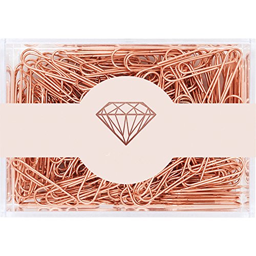 Product Cover MultiBey Rose Gold Paper Clips Non-Skid Smooth Finish Steel Wire Medium Large Size 200pcs 28mm per Box (28mm)