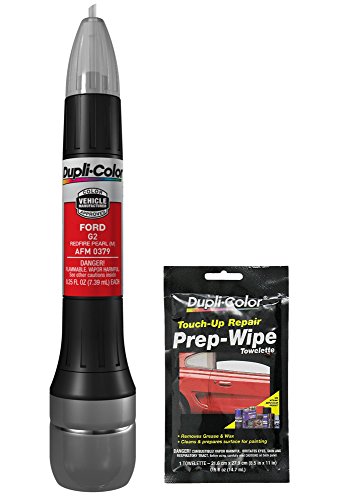 Product Cover Dupli-Color AFM0379 Metallic Red fire Pearl Exact-Match Scratch Fix All-in-1 Touch-Up Paint for Ford Vehicles (G2) Bundle with Prep Wipe Towelette (2 Items)