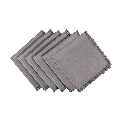 Product Cover DII CAMZ37565 Heavyweight Fringed NP S/6, Napkins, Solid Gray, 6 Piece