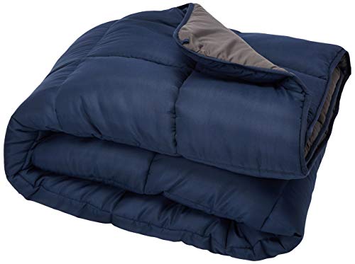Product Cover Linenspa All-Season Reversible Down Alternative Quilted Comforter - Hypoallergenic - Plush Microfiber Fill - Machine Washable - Duvet Insert or Stand-Alone Comforter - Navy/Graphite - Oversized King