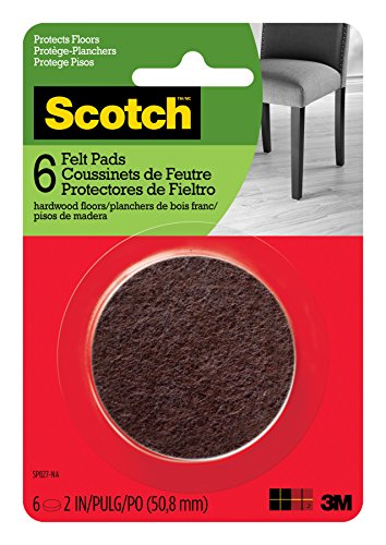 Product Cover Scotch Brand SP827-NA Scotch Felt Pads Round, 2 in. Diameter, Brown, 6/Pack,