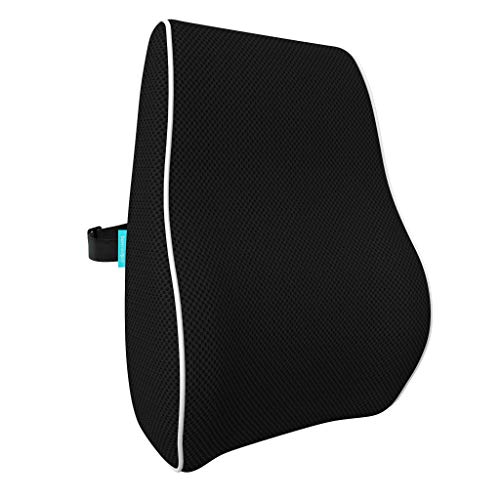 Product Cover bonmedico Lumbar Support Pillow - Back Cushion with Memory Foam, Posture Pillow for Back Support and Back Pain Relief, Ergonomic Lumbar Support for Car Seat, Office-Chair, Black, Standard