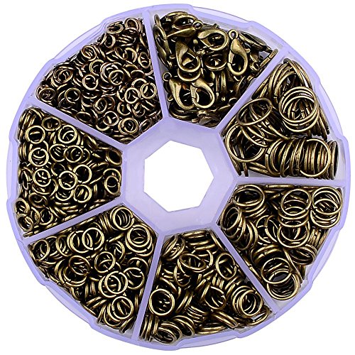 Product Cover Supla Open Jump Rings 4mm 5mm 6mm 7mm 8mm 10mm 21 Gauge and 19 Gauge,Lobster Claw Clasp 12 x 7mm for jewlery Making findings(Antique Bronze)