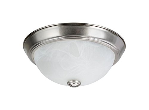 Product Cover Aspen Creative 63013-1 Two-Light Flush Mount In Brushed Nickel With White Alabaster Glass Shade