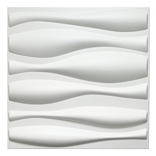 Product Cover Art3d Durable Plastic 3D Wall Panel PVC Wave Wall Design, White, 12 Panels 32 SF