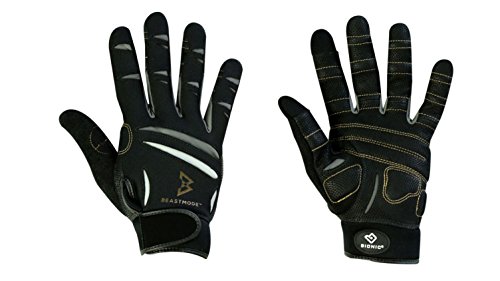 Product Cover Bionic Gloves Beast Mode Men's Full Finger Fitness/Lifting Gloves w/ Natural Fit Technology, Black, Medium (PAIR)