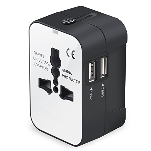 Product Cover Travel Adapter, Universal International All-in-One Worldwide Travel Adaptor Wall Charger AC Power Plug Adapter Charger with Dual USB Port for USA UK EU AUS