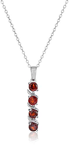 Product Cover Sterling Silver 4-Stone Genuine or Created Gemstone Pendant Necklace (4mm), 18