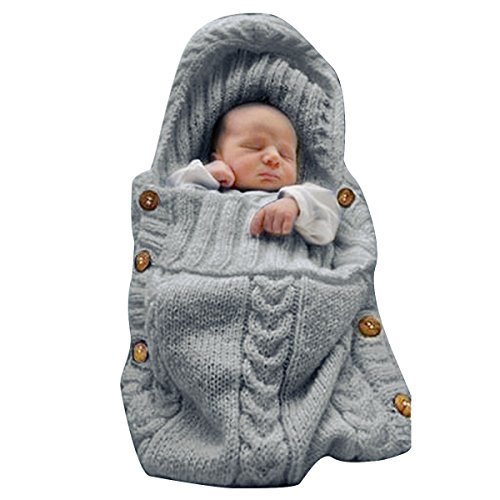 Product Cover XMWEALTHY Newborn Baby Wrap Swaddle Blanket Knit Sleeping Bag Sleep Sack Stroller Wrap for Baby(Dark gray) (0-10 Month)