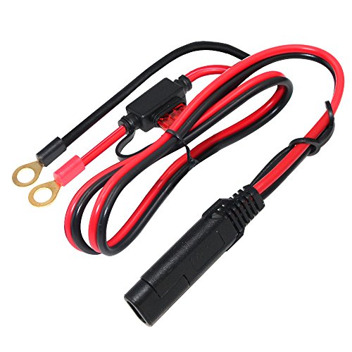 Product Cover KUNCAN 2FT SAE to O Ring Terminal Harness Wire 2 Pin Lug Cable, Eyelet Terminal Harness Extension Charge Cord, Quick Disconnect SAE Connection Lead For Motorcycle, Car, Tractor 10A Fuse