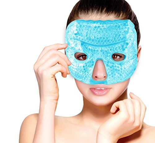 Product Cover Hot and Cold Therapy Gel Bead Facial Eye Mask by FOMI Care | Ice Mask for Migraine Headache, Stress Relief | Reduces Eyes Puffiness, Dark Circles | Fabric Back | Freezable, Microwavable (Blue)