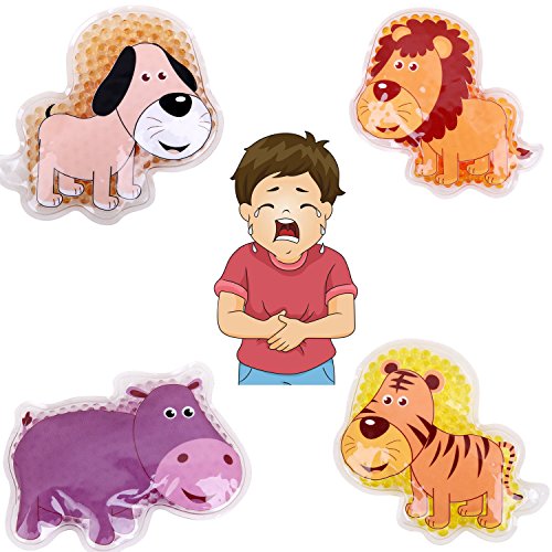 Product Cover FOMI Kids Fun Pain Relieving Hot Cold Boo Boos Ice Packs. 4-Pack. Animal Designs. Multi-Use Children's Gel Bead Pack for Neck, Knee, Ankle, Arm, Hand, Thigh, Leg. (4