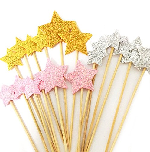 Product Cover DoTebpa 48 Pieces Little Star Toppers,Food Baby Shower Decor and Cupcake Party Picks