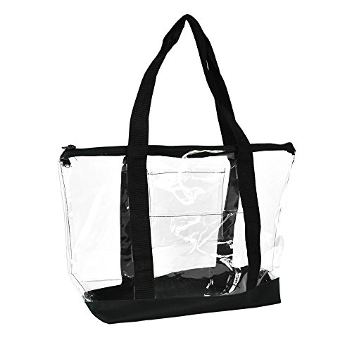 Product Cover DALIX Clear Shopping Bag Security Work Tote Shoulder Bag Womens Handbag in Black Trim