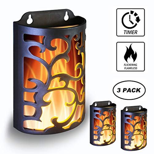 Product Cover WRalwaysLX Decorative Lanterns with Timer, Candle Light Flameless Candles Indoor/Outdoor Wall Sconces,Flickering Flames Wall Light for Hallway, Bathroom,Use 3AA Battery(NOT Included),3 Pack
