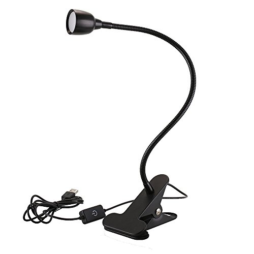 Product Cover FINEWISH Energy-Efficient 0～3W LED Clip on Desk Reading Lamps, Unlimited Dimmable Touch Control, USB Cord Switch, Bright Cold White Light, Black