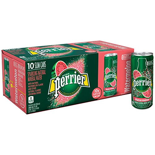 Product Cover Perrier Watermelon Flavored Carbonated Mineral Water, 8.45 fl oz. Slim Cans (10 Count)